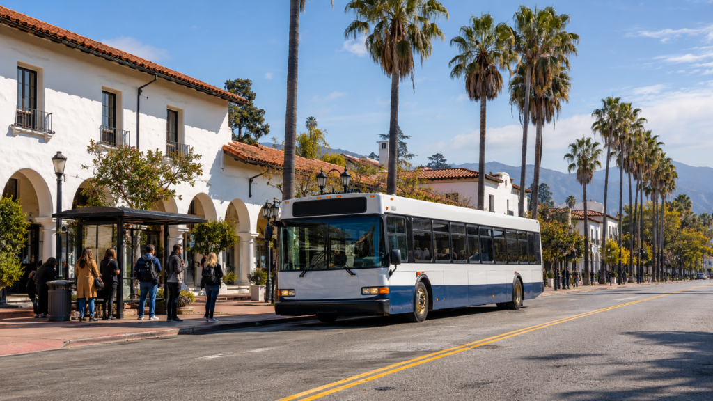 Public transportation in downtown Santa Barbara