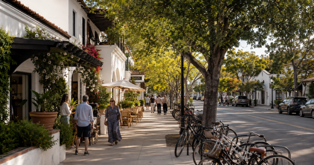 Shopping and dining on Coast Village Road